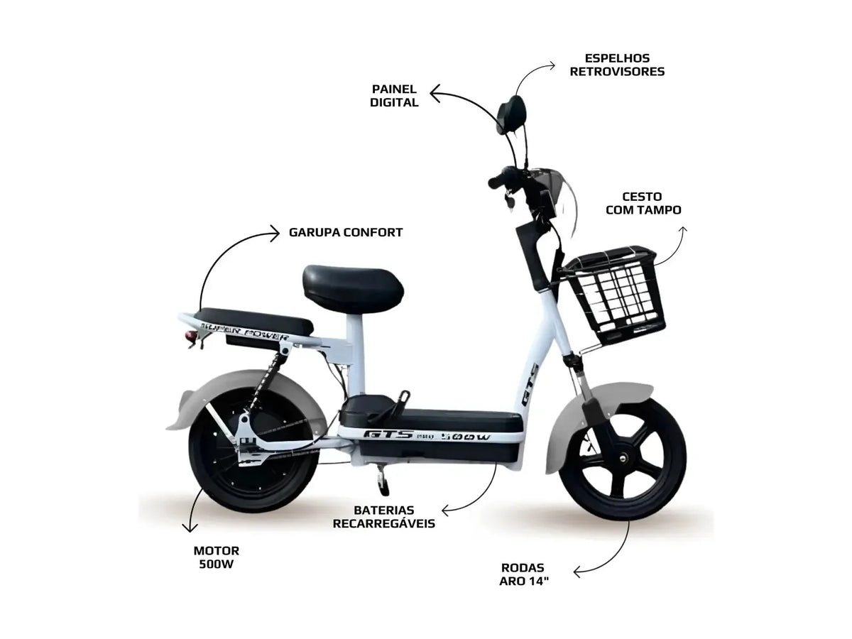 Bicicleta Elétrica Gts Super Power 500w Para Mobilidade Urbana Preta